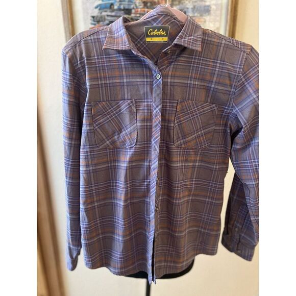 Cabela's Tops - CABELA'S Women Button Down Shirt Poly Nylon Plaid Purple Long‎ Sleeve Small (38)